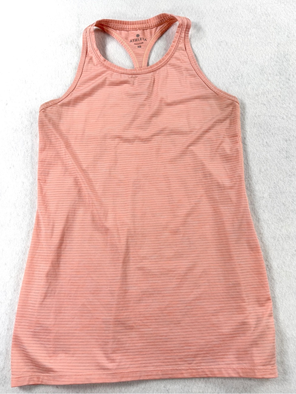 Athleta High Neck Shadow Stripe Chi Tank XS Sunset Glow Racerback Workout Top